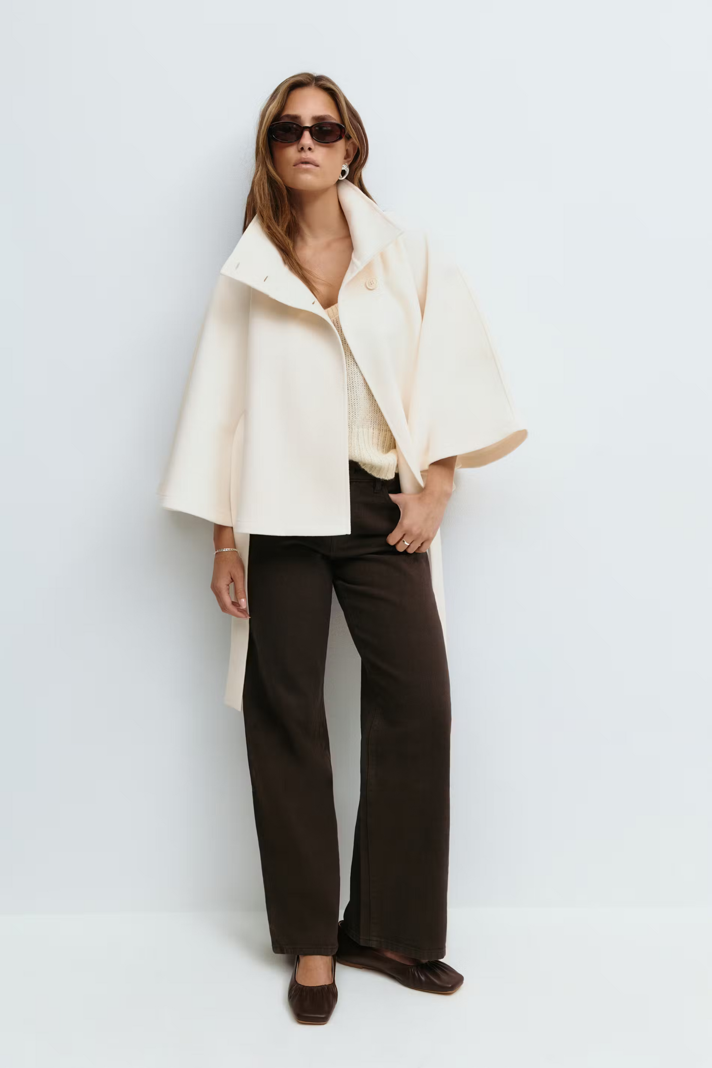 Sira Belted Cape Coat
