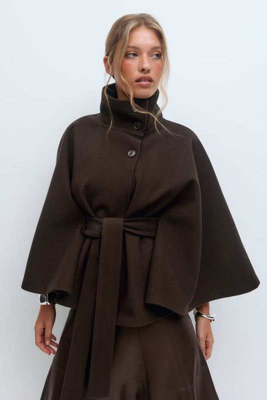 Sira Belted Cape Coat