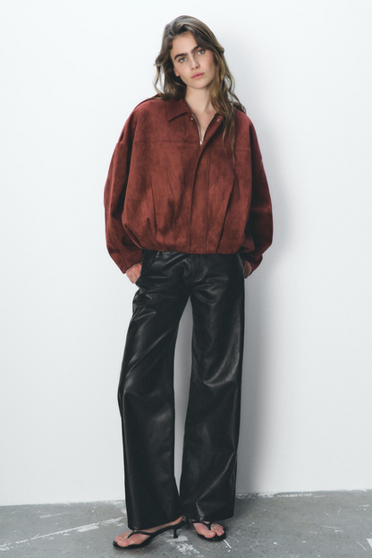 Tessa Suede Bomber Jacket