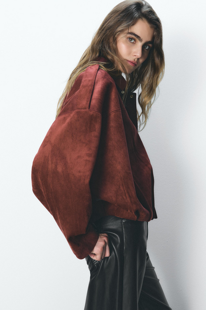 Tessa Suede Bomber Jacket