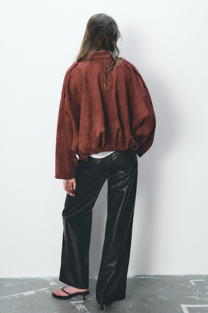 Tessa Suede Bomber Jacket