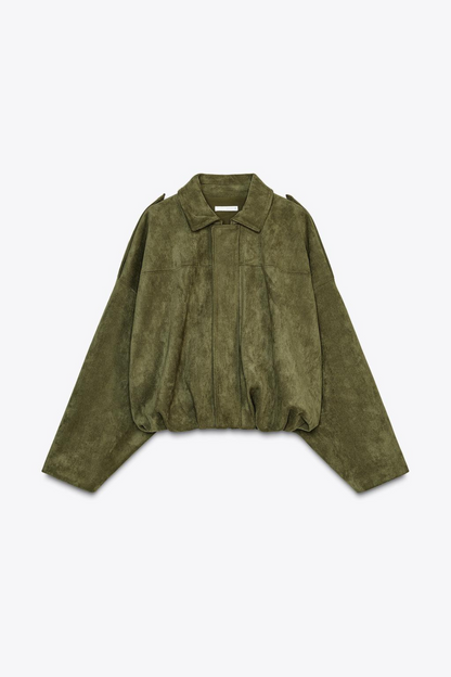 Tessa Suede Bomber Jacket